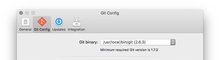 Screenshot of Tower's Git Config settings